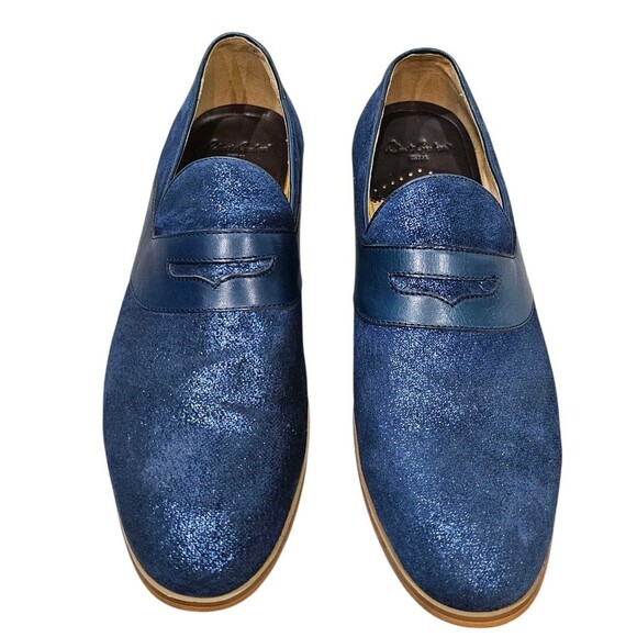 Robert Graham Mens 10 Dress Shoes Metallic Blue Suede Slip On Loafers main image 14